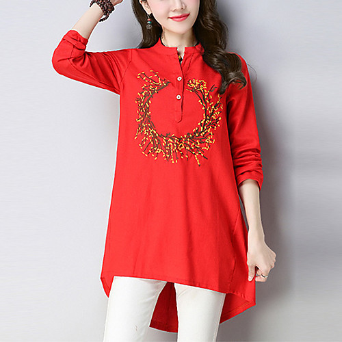 Women's Shirt Floral Print Long Sleeve Going out Tops Cotton Chinoiserie Red Navy Blue
Women's Shirt Floral Print Long Sleeve Going out Tops Cotton Chinoiserie Red Navy Blue