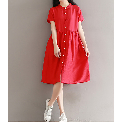 Women's Loose Knee Length Dress Yellow Red Short Sleeve Solid Colored Summer Round Neck Loose M L XL XXL
Women's Loose Knee Length Dress Yellow Red Short Sleeve Solid Colored Summer Round Neck Loose M L XL XXL