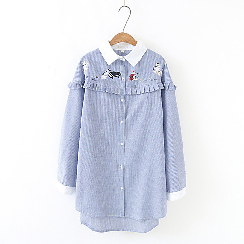 Women's Shirt Solid Colored Embroidered Long Sleeve Daily Tops Cotton Black Blue Khaki
Women's Shirt Solid Colored Embroidered Long Sleeve Daily Tops Cotton Black Blue Khaki