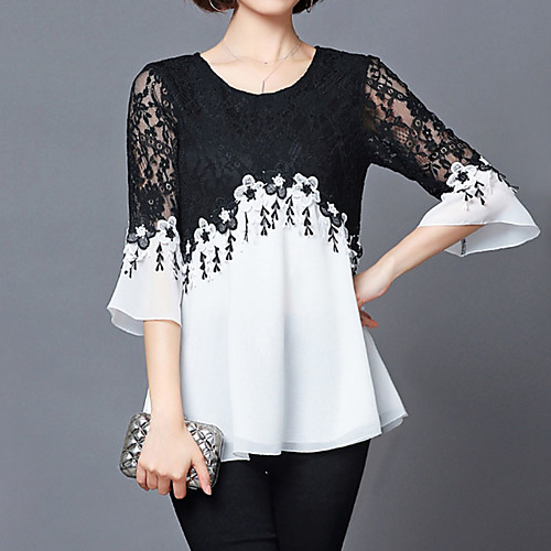 Women's Blouse Color Block Plus Size Patchwork 3/4 Length Sleeve Daily Tops Streetwear White Blushing Pink
Women's Blouse Color Block Plus Size Patchwork 3/4 Length Sleeve Daily Tops Streetwear White Blushing Pink