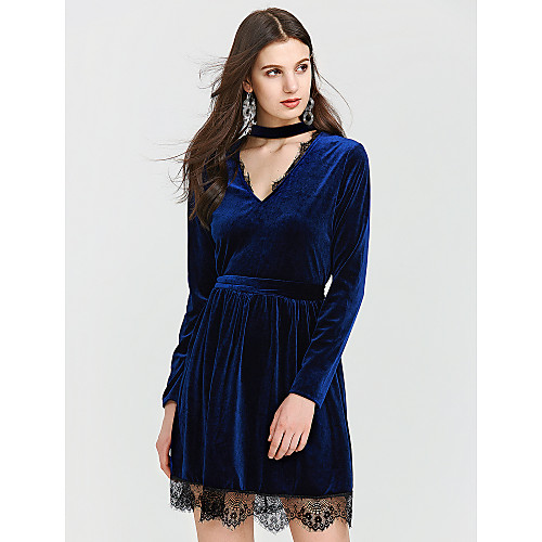 Women's Sheath Dress Short Mini Dress Purple Blue Black Long Sleeve Solid Colored Lace Fall Spring Crew Neck Party Club Velvet S M L XL / Cotton / Cotton
Women's Sheath Dress Short Mini Dress Purple Blue Black Long Sleeve Solid Colored Lace Fall Spring Crew Neck Party Club Velvet S M L XL / Cotton / Cotton