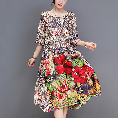 Women's Swing Dress Midi Dress Rainbow Half Sleeve Floral Summer Round Neck Streetwear Going out Loose M L XL XXL 3XL / Plus Size / Plus Size
Women's Swing Dress Midi Dress Rainbow Half Sleeve Floral Summer Round Neck Streetwear Going out Loose M L XL XXL 3XL / Plus Size / Plus Size
