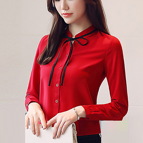 Women's Shirt Solid Colored Bow Long Sleeve Daily Tops Boho White Red Army Green
Women's Shirt Solid Colored Bow Long Sleeve Daily Tops Boho White Red Army Green