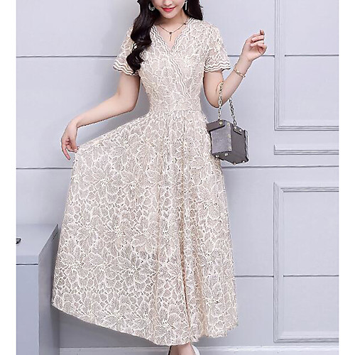Women's A Line Dress Midi Dress Yellow Orange Navy Blue Beige Short Sleeve Geometric Lace Summer V Neck Going out M L XL XXL 3XL 4XL / Plus Size / Plus Size
Women's A Line Dress Midi Dress Yellow Orange Navy Blue Beige Short Sleeve Geometric Lace Summer V Neck Going out M L XL XXL 3XL 4XL / Plus Size / Plus Size