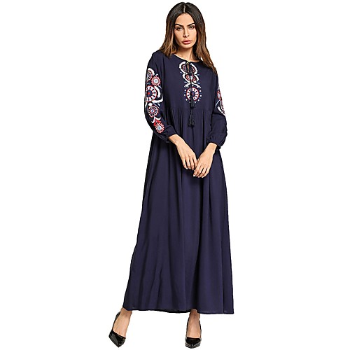 Women's Sheath Dress Maxi long Dress Navy Blue Long Sleeve Solid Colored Embroidered Spring Summer Round Neck Basic Boho Party Slim M L XL XXL / Cotton / Cotton
Women's Sheath Dress Maxi long Dress Navy Blue Long Sleeve Solid Colored Embroidered Spring Summer Round Neck Basic Boho Party Slim M L XL XXL / Cotton / Cotton