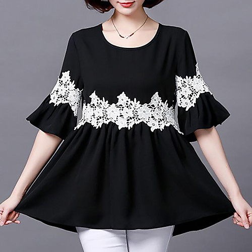 Women's Blouse Solid Colored Plus Size Lace Half Sleeve Daily Tops Basic Black
Women's Blouse Solid Colored Plus Size Lace Half Sleeve Daily Tops Basic Black