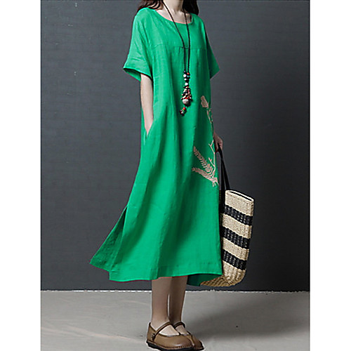 Women's A Line Dress Midi Dress Green Black Short Sleeve Floral Embroidered Summer Round Neck Loose M L XL XXL
Women's A Line Dress Midi Dress Green Black Short Sleeve Floral Embroidered Summer Round Neck Loose M L XL XXL