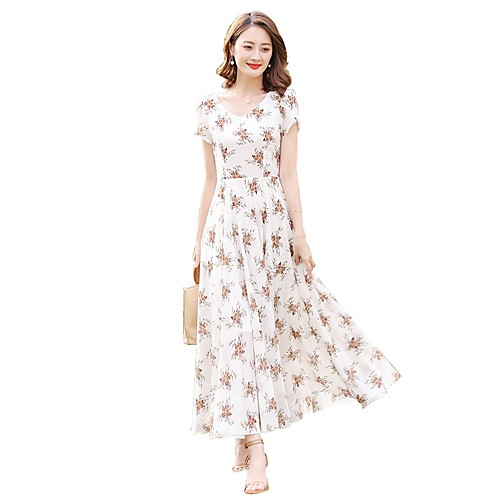 Women's Chiffon Dress Maxi long Dress White Short Sleeve Floral Print Spring Summer V Neck Streetwear Holiday Going out Slim S M L XL XXL 3XL / Plus Size / High Waist / Plus Size
Women's Chiffon Dress Maxi long Dress White Short Sleeve Floral Print Spring Summer V Neck Streetwear Holiday Going out Slim S M L XL XXL 3XL / Plus Size / High Waist / Plus Size