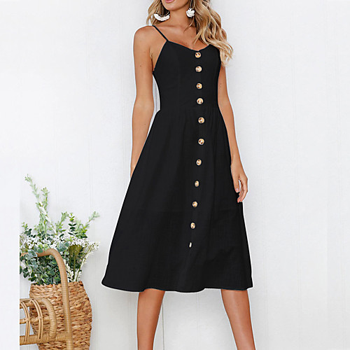 Women's Strap Dress Midi Dress White Black Sleeveless Black Solid Colored Backless Spring Summer Basic Streetwear Going out Slim S M L XL / Sexy
Women's Strap Dress Midi Dress White Black Sleeveless Black Solid Colored Backless Spring Summer Basic Streetwear Going out Slim S M L XL / Sexy
