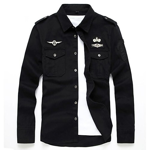 Men's Shirt Solid Colored Plus Size Embroidered Long Sleeve Daily Tops Military Army Green Black Navy Blue / Fall / Summer
Men's Shirt Solid Colored Plus Size Embroidered Long Sleeve Daily Tops Military Army Green Black Navy Blue / Fall / Summer