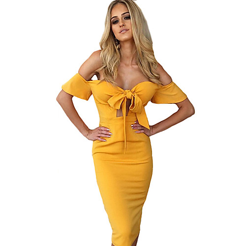 Women's Sheath Dress Midi Dress Yellow Orange Sleeveless Solid Colored Backless Ruffle Patchwork Spring Summer Boat Neck Off Shoulder Streetwear Club Beach Belt Not Included Slim S M L XL / Sexy
Women's Sheath Dress Midi Dress Yellow Orange Sleeveless Solid Colored Backless Ruffle Patchwork Spring Summer Boat Neck Off Shoulder Streetwear Club Beach Belt Not Included Slim S M L XL / Sexy