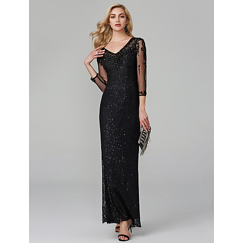 Mermaid / Trumpet Elegant & Luxurious Sparkle & Shine See Through Formal Evening Wedding Party Dress V Neck 3/4 Length Sleeve Floor Length Lace Sequined with Beading 2021 / Illusion Sleeve
Mermaid / Trumpet Elegant & Luxurious Sparkle & Shine See Through Formal Evening Wedding Party Dress V Neck 3/4 Length Sleeve Floor Length Lace Sequined with Beading 2021 / Illusion Sleeve