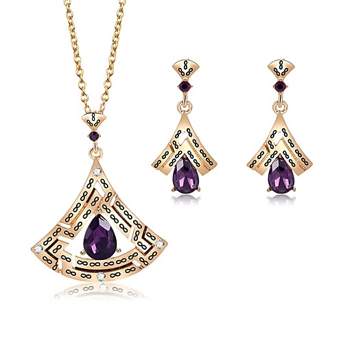 Women's Cubic Zirconia Amethyst Jewelry Set Drop Earrings Pendant Necklace Ladies Zircon Gold Plated Earrings Jewelry Gold For Wedding Evening Party
Women's Cubic Zirconia Amethyst Jewelry Set Drop Earrings Pendant Necklace Ladies Zircon Gold Plated Earrings Jewelry Gold For Wedding Evening Party