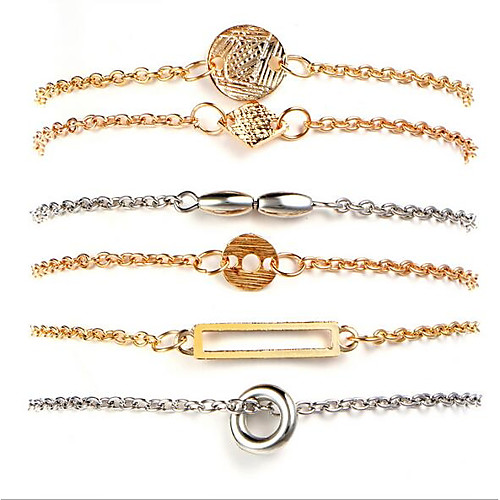 6pcs Women's Chain Bracelet Pendant Bracelet Ladies Basic Metal Bracelet Jewelry Gold For Daily Street
6pcs Women's Chain Bracelet Pendant Bracelet Ladies Basic Metal Bracelet Jewelry Gold For Daily Street