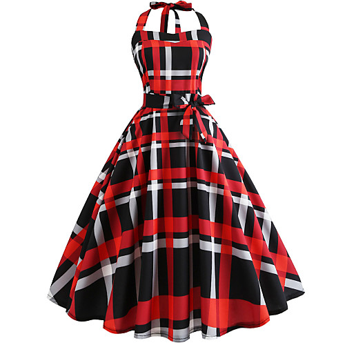 Women's Swing Dress Knee Length Dress Black Sleeveless Check Print Spring Summer Halter Neck Vintage Going out Slim S M L XL XXL / Cotton / Cotton
Women's Swing Dress Knee Length Dress Black Sleeveless Check Print Spring Summer Halter Neck Vintage Going out Slim S M L XL XXL / Cotton / Cotton
