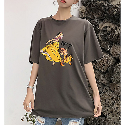 Women's T shirt Solid Colored Geometric Letter Short Sleeve Daily Tops Cotton White Brown
Women's T shirt Solid Colored Geometric Letter Short Sleeve Daily Tops Cotton White Brown