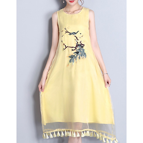 Women's Shift Dress Midi Dress Yellow Green Sleeveless Solid Colored Summer Round Neck M L XL XXL
Women's Shift Dress Midi Dress Yellow Green Sleeveless Solid Colored Summer Round Neck M L XL XXL
