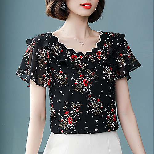 Women's Floral Plus Size Blouse Print Short Sleeve Daily Tops Basic V Neck Black Red
Women's Floral Plus Size Blouse Print Short Sleeve Daily Tops Basic V Neck Black Red