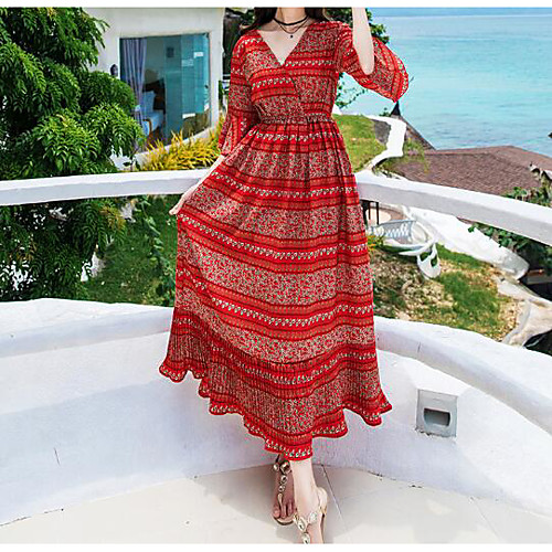 Women's Chiffon Dress Midi Dress Yellow White Red Half Sleeve Striped Color Block Ruffle Summer V Neck Simple Boho Flare Cuff Sleeve Belt Not Included S M L
Women's Chiffon Dress Midi Dress Yellow White Red Half Sleeve Striped Color Block Ruffle Summer V Neck Simple Boho Flare Cuff Sleeve Belt Not Included S M L