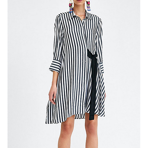 Women's Shirt Dress Short Mini Dress Black Long Sleeve Striped Summer Shirt Collar S M L
Women's Shirt Dress Short Mini Dress Black Long Sleeve Striped Summer Shirt Collar S M L