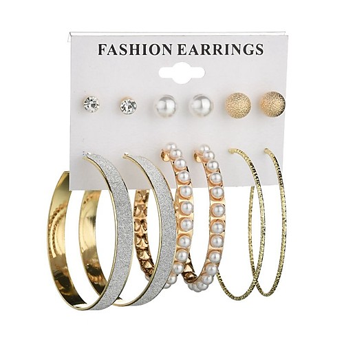 Women's Pearl Stud Earrings Hoop Earrings Machete Ball Donuts Ladies Classic Fashion Imitation Pearl Earrings Jewelry Gold / Silver For Daily 6 Pairs
Women's Pearl Stud Earrings Hoop Earrings Machete Ball Donuts Ladies Classic Fashion Imitation Pearl Earrings Jewelry Gold / Silver For Daily 6 Pairs