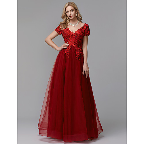 A-Line Chinese Style Elegant Prom Formal Evening Dress V Neck Short Sleeve Floor Length Lace Tulle with Appliques 2021
A-Line Chinese Style Elegant Prom Formal Evening Dress V Neck Short Sleeve Floor Length Lace Tulle with Appliques 2021