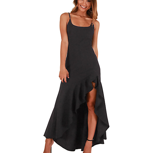 Women's Strap Dress Maxi long Dress Black Sleeveless Black Solid Colored Ruffle Slim Ruffle S M L XL
Women's Strap Dress Maxi long Dress Black Sleeveless Black Solid Colored Ruffle Slim Ruffle S M L XL