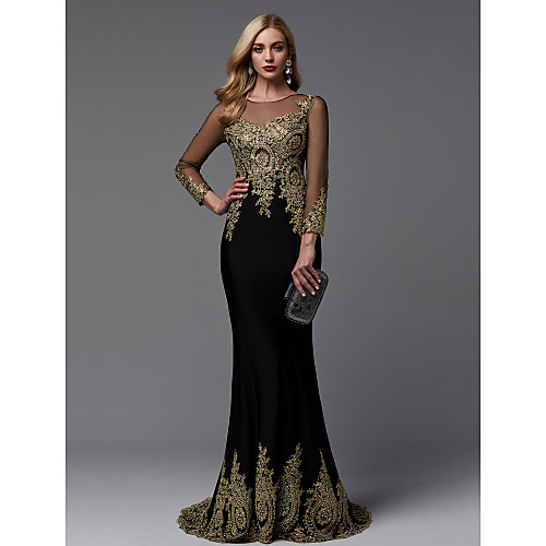 Mermaid / Trumpet Sparkle Wedding Guest Formal Evening Dress Illusion Neck 3/4 Length Sleeve Sweep / Brush Train Spandex Jersey with Beading Appliques 2021
Mermaid / Trumpet Sparkle Wedding Guest Formal Evening Dress Illusion Neck 3/4 Length Sleeve Sweep / Brush Train Spandex Jersey with Beading Appliques 2021