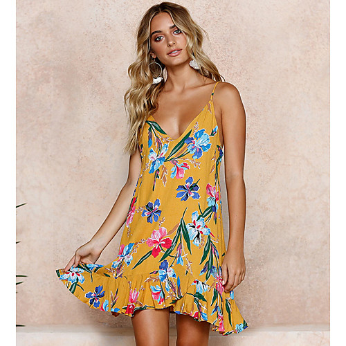 Women's Strap Dress Short Mini Dress Yellow Sleeveless Slim Flare Sleeve S M L XL / Floral / Sexy
Women's Strap Dress Short Mini Dress Yellow Sleeveless Slim Flare Sleeve S M L XL / Floral / Sexy