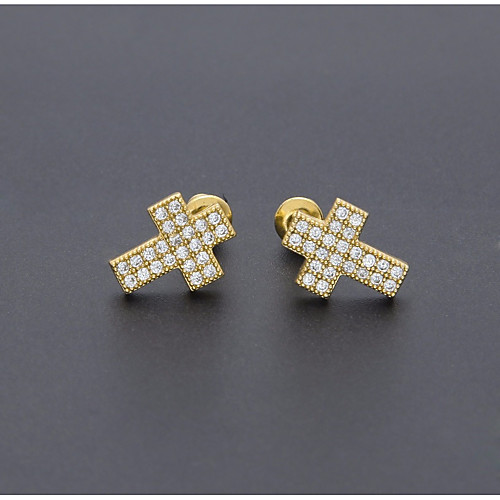 Men's Cubic Zirconia Stud Earrings Stylish Cross European Trendy Hip-Hop Rhinestone Earrings Jewelry Silver / Gold For Street Daily 1 Pair
Men's Cubic Zirconia Stud Earrings Stylish Cross European Trendy Hip-Hop Rhinestone Earrings Jewelry Silver / Gold For Street Daily 1 Pair