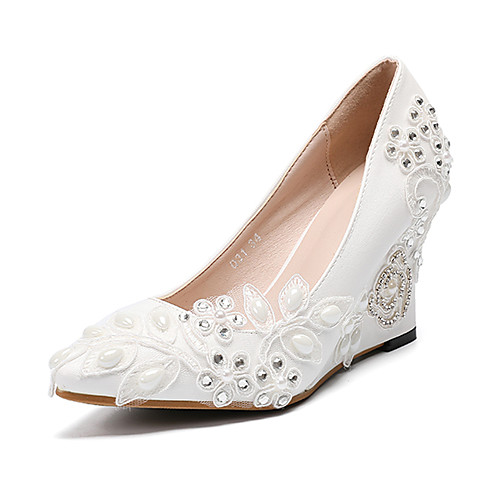 Women's Heels Wedge Heel Pointed Toe Sexy Minimalism Roman Shoes Wedding Party & Evening PU Pearl Sparkling Glitter Lace Solid Colored White
Women's Heels Wedge Heel Pointed Toe Sexy Minimalism Roman Shoes Wedding Party & Evening PU Pearl Sparkling Glitter Lace Solid Colored White