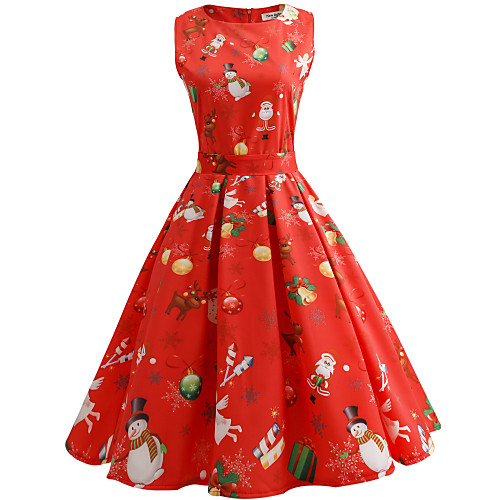 Women's Swing Dress Red Sleeveless Snowflake Print Spring Summer Round Neck Elegant Vintage Holiday Going out Slim S M L XL XXL 3XL / Cotton / Cotton
Women's Swing Dress Red Sleeveless Snowflake Print Spring Summer Round Neck Elegant Vintage Holiday Going out Slim S M L XL XXL 3XL / Cotton / Cotton