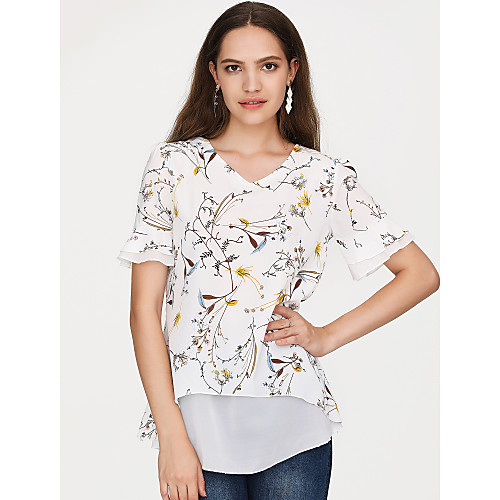Women's Blouse Floral Basic Short Sleeve Daily Tops Streetwear White Yellow Navy Blue 
Women's Blouse Floral Basic Short Sleeve Daily Tops Streetwear White Yellow Navy Blue