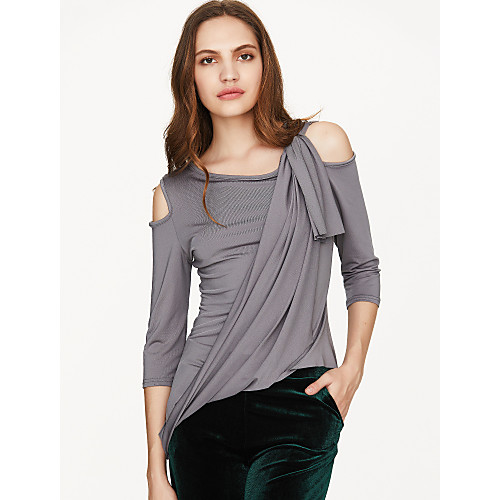 Women's T shirt Solid Colored 3/4 Length Sleeve Going out Tops Streetwear White Gray
Women's T shirt Solid Colored 3/4 Length Sleeve Going out Tops Streetwear White Gray
