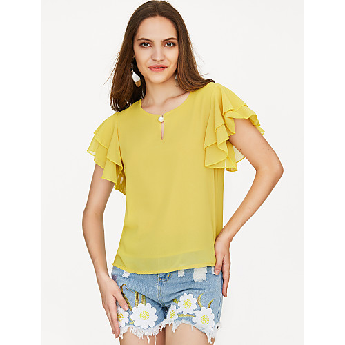 Women's Blouse Solid Colored Basic Short Sleeve Daily Tops Streetwear White Red Yellow
Women's Blouse Solid Colored Basic Short Sleeve Daily Tops Streetwear White Red Yellow