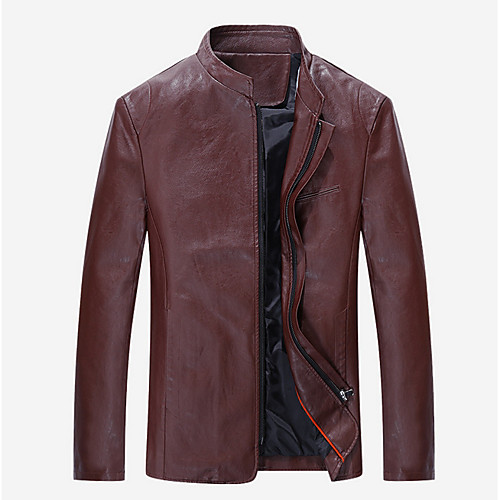 Men's Faux Leather Jacket Going out Winter Regular Coat Stand Collar Streetwear Jacket Long Sleeve Solid Colored Wine Black
Men's Faux Leather Jacket Going out Winter Regular Coat Stand Collar Streetwear Jacket Long Sleeve Solid Colored Wine Black