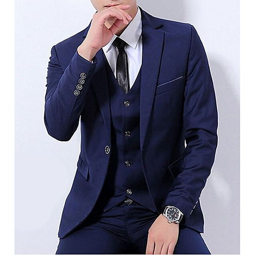 Men's Suits Daily Solid Colored Polyester Men's Suit Black / Red / Navy Blue - Notch lapel collar / Long Sleeve
Men's Suits Daily Solid Colored Polyester Men's Suit Black / Red / Navy Blue - Notch lapel collar / Long Sleeve