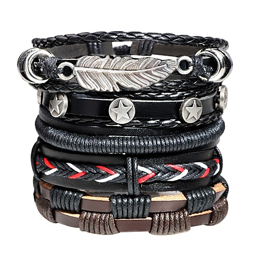 Men's Leather Bracelet Loom Bracelet Braided Rope Leaf Vintage Rock Leather Bracelet Jewelry Black For
Men's Leather Bracelet Loom Bracelet Braided Rope Leaf Vintage Rock Leather Bracelet Jewelry Black For