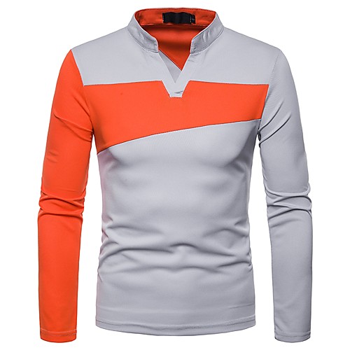 Men's Color Block T-shirt Polo Daily V Neck Black / Orange / Gray / Long Sleeve
Men's Color Block T-shirt Polo Daily V Neck Black / Orange / Gray / Long Sleeve
