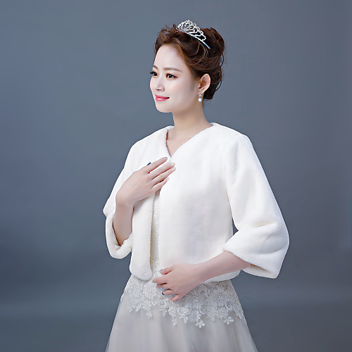 3/4 Length Sleeve Coats / Jackets Faux Fur Wedding / Party / Evening Women's Wrap With Button
3/4 Length Sleeve Coats / Jackets Faux Fur Wedding / Party / Evening Women's Wrap With Button