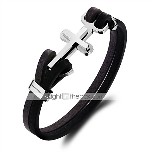 Men's Leather Bracelet Loom Bracelet Classic Sideways Cross Cross Punk Trendy Korean Genuine Leather Bracelet Jewelry Black For Daily Going out / Titanium Steel
Men's Leather Bracelet Loom Bracelet Classic Sideways Cross Cross Punk Trendy Korean Genuine Leather Bracelet Jewelry Black For Daily Going out / Titanium Steel