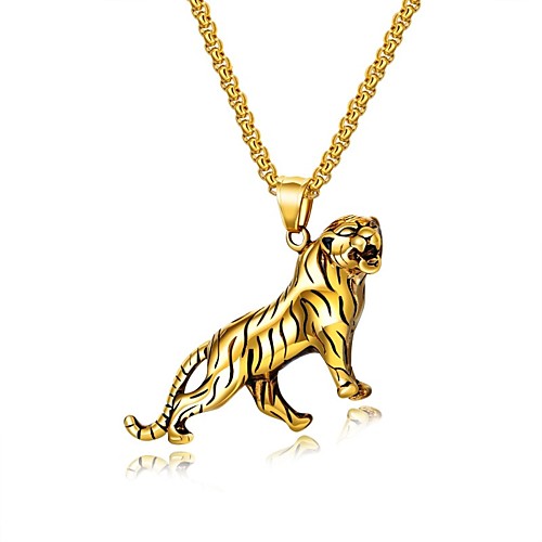 Men's Pendant Necklace Stylish franco chain Tiger Fashion Titanium Steel Silver Gold 55 cm Necklace Jewelry 1 set For Gift Daily
Men's Pendant Necklace Stylish franco chain Tiger Fashion Titanium Steel Silver Gold 55 cm Necklace Jewelry 1 set For Gift Daily