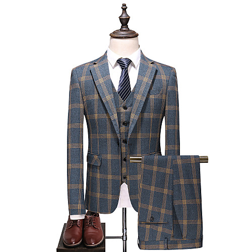 Men's Suits Coat Pants Party Daily Plaid Slim Fit Cotton / Polyester Men's Suit Gray - Peaked Lapel / Long Sleeve / Plus Size
Men's Suits Coat Pants Party Daily Plaid Slim Fit Cotton / Polyester Men's Suit Gray - Peaked Lapel / Long Sleeve / Plus Size