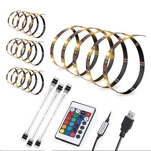 4x50cm LED Light Strips RGB Tiktok Lights USB 5050 10mm TV Background Lighting Kit for Muti-Color Bais with 24 Key IR Remote Control
4x50cm LED Light Strips RGB Tiktok Lights USB 5050 10mm TV Background Lighting Kit for Muti-Color Bais with 24 Key IR Remote Control