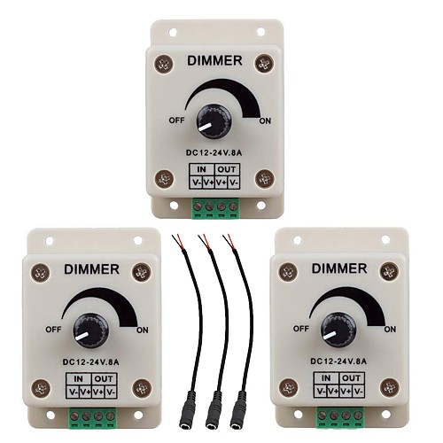 3pcs DC12-24V 8Amp 0%-100% Monochrome Dimming Controller for For LED Lights or Ribbon
3pcs DC12-24V 8Amp 0%-100% Monochrome Dimming Controller for For LED Lights or Ribbon