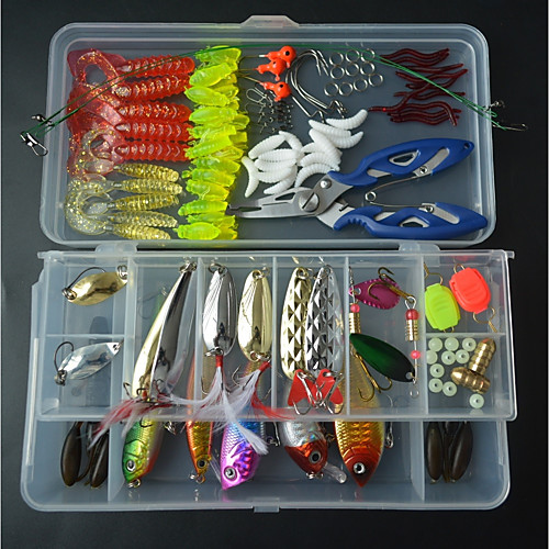 111 pcs Lure kit Fishing Lures Spoons Crank Pencil Popper Vibration / VIB Worm Easy to Carry Easy to Use Sinking Bass Trout Pike Worm Hooks Jig Head Sea Fishing Fly Fishing Bait Casting
111 pcs Lure kit Fishing Lures Spoons Crank Pencil Popper Vibration / VIB Worm Easy to Carry Easy to Use Sinking Bass Trout Pike Worm Hooks Jig Head Sea Fishing Fly Fishing Bait Casting