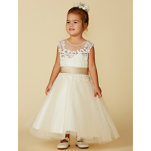 Ball Gown Ankle Length Flower Girl Dresses Party Lace Sleeveless Jewel Neck with Belt
Ball Gown Ankle Length Flower Girl Dresses Party Lace Sleeveless Jewel Neck with Belt