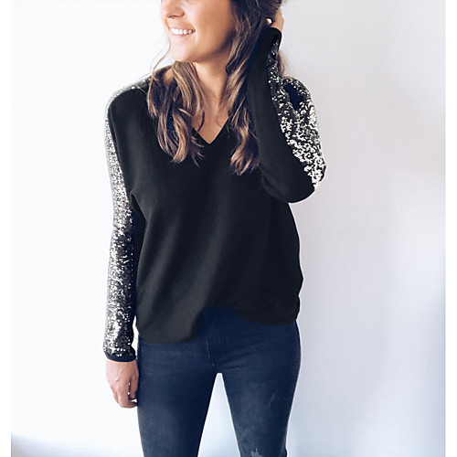 Women's Blouse Color Block Patchwork Long Sleeve Daily Tops Basic Black Dark Gray
Women's Blouse Color Block Patchwork Long Sleeve Daily Tops Basic Black Dark Gray