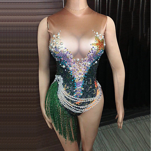 Exotic Dancewear Leotard / Onesie Pearls Tassel Crystals / Rhinestones Women's Performance Sleeveless Spandex
Exotic Dancewear Leotard / Onesie Pearls Tassel Crystals / Rhinestones Women's Performance Sleeveless Spandex