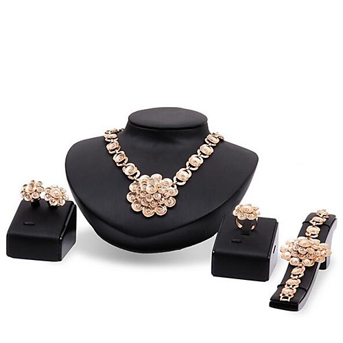 Women's Chain Bracelet Hoop Earrings Necklace Classic Flower Ladies Stylish Classic Hyperbole Rhinestone Earrings Jewelry Gold For Festival 1 set / Ring
Women's Chain Bracelet Hoop Earrings Necklace Classic Flower Ladies Stylish Classic Hyperbole Rhinestone Earrings Jewelry Gold For Festival 1 set / Ring